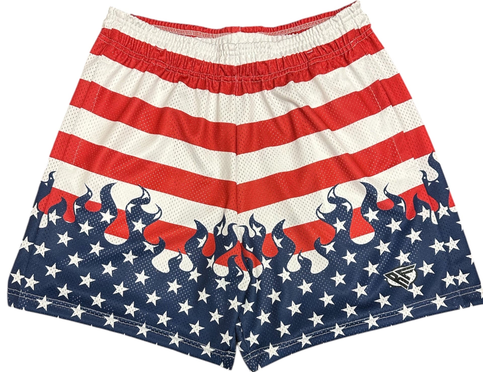 RF Wear Men's Mesh Patriotic Flame Shorts - Red/White/Blue