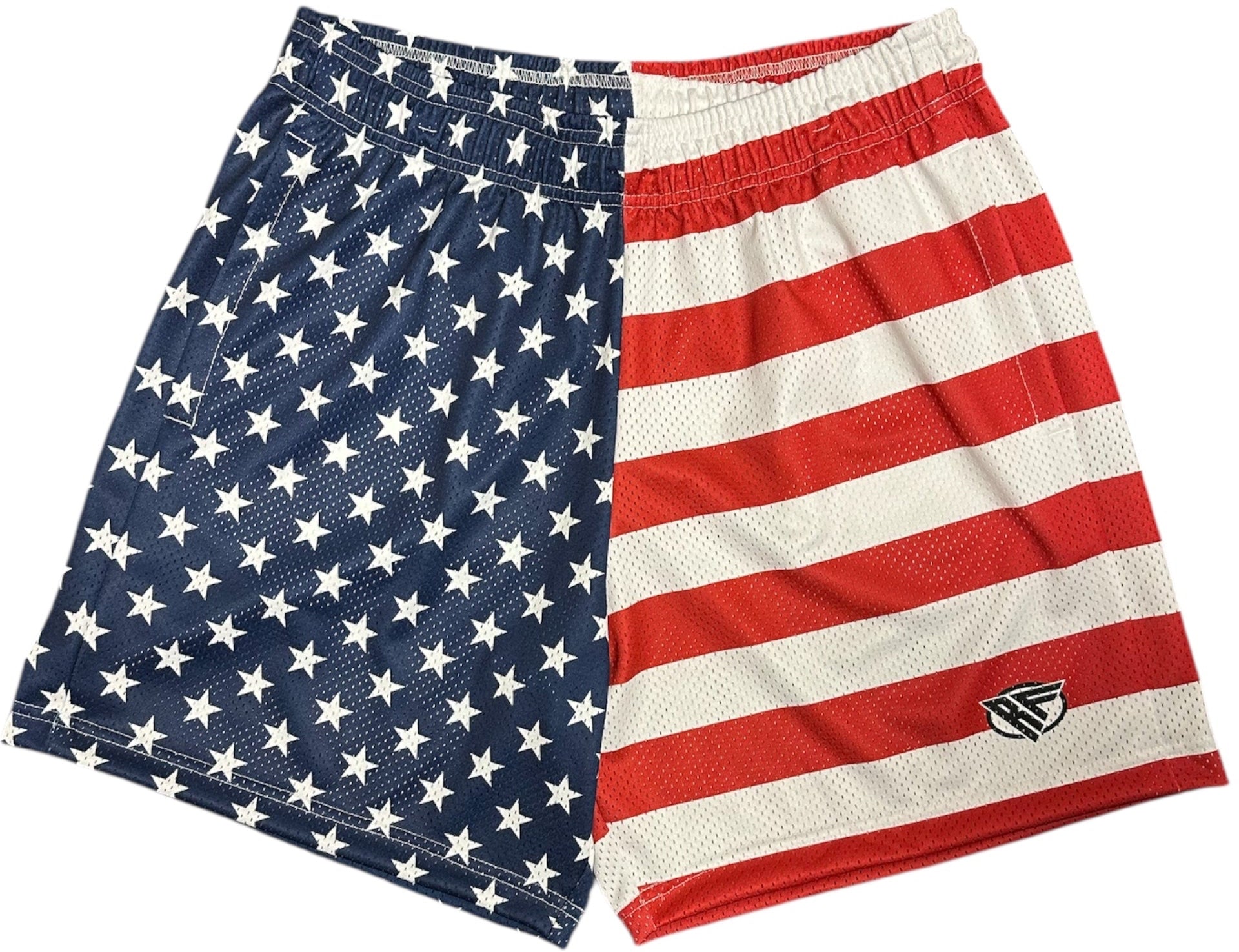 RF Wear Men's Mesh Patriotic Split Flag Shorts - Red/White/Blue