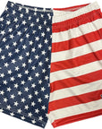 RF Wear Men's Mesh Patriotic Split Flag Shorts - Red/White/Blue