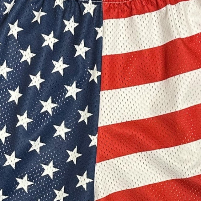 RF Wear Men's Mesh Patriotic Split Flag Shorts - Red/White/Blue