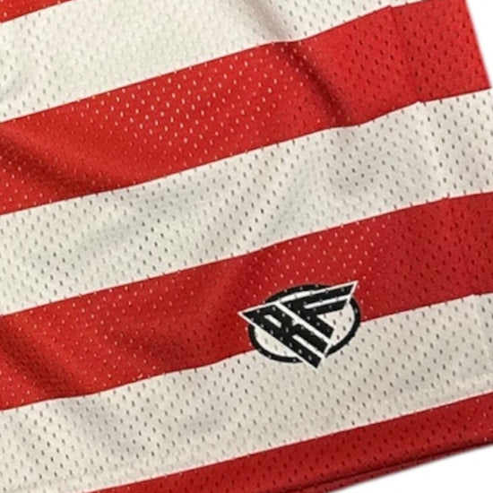 RF Wear Men's Mesh Patriotic Split Flag Shorts - Red/White/Blue