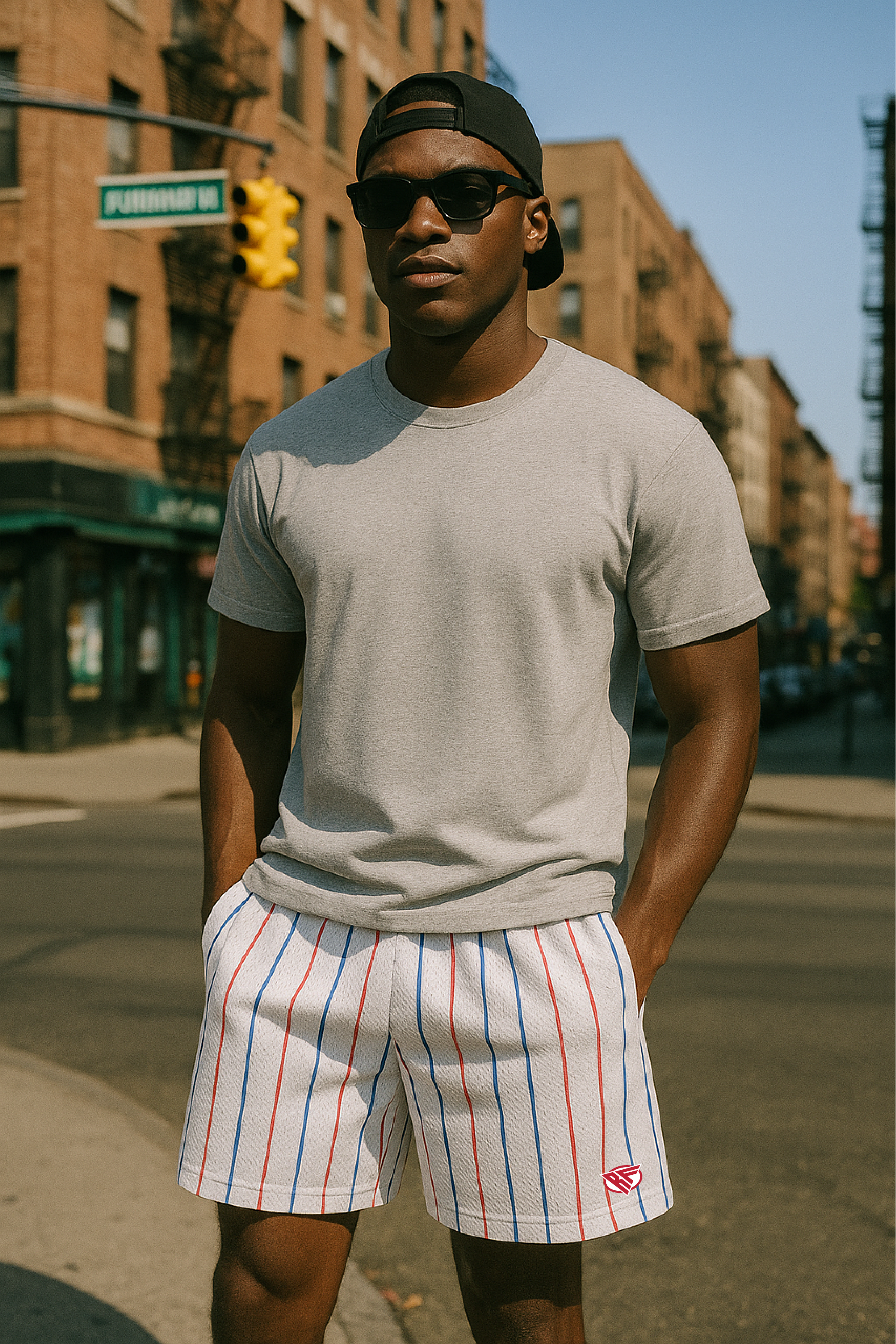 【HI FI FNK】Blow Striped Bermuda Pants Dina Shorts - Serpentine