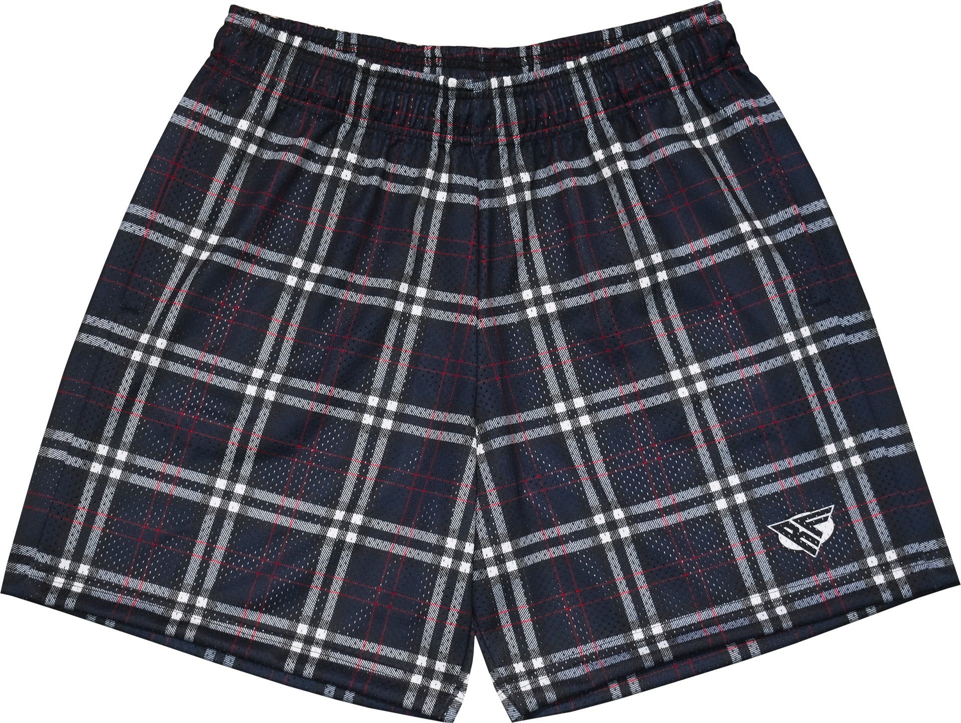 RF Wear Men's Mesh Tartan Plaid Shorts - Navy