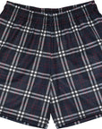 RF Wear Men's Mesh Tartan Plaid Shorts - Navy