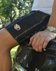 RF Wear Men's Mesh Reflective Barb Wire Shorts - Black/Grey - Model Side View