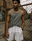 RF Wear Mesh Reflective Barb Wire Shorts - White - Model Front View
