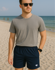 RF Wear Men's Mesh Solid Color Shorts - Navy - Model Front View