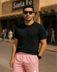 RF Wear Men's Mesh Solid Color Shorts - Pink - Model Front View