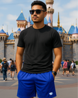 RF Wear Men's Mesh Solid Color Shorts - Royal-Blue - Model Front View