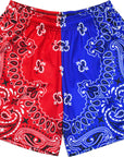 RF Wear Men's Mesh Split Bandana Shorts - Red/Blue