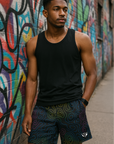 RF Wear Men's Mesh Topography Shorts - Black/Multicolor - Model Front View
