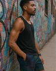 RF Wear Men's Mesh Topography Shorts - Black/Multicolor - Model Side View