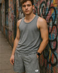 RF Wear Men's Mesh Topography Shorts - Grey - Model Front View