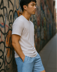 RF Wear Men's Mesh Topography Shorts - Sky-Blue - Model Side View