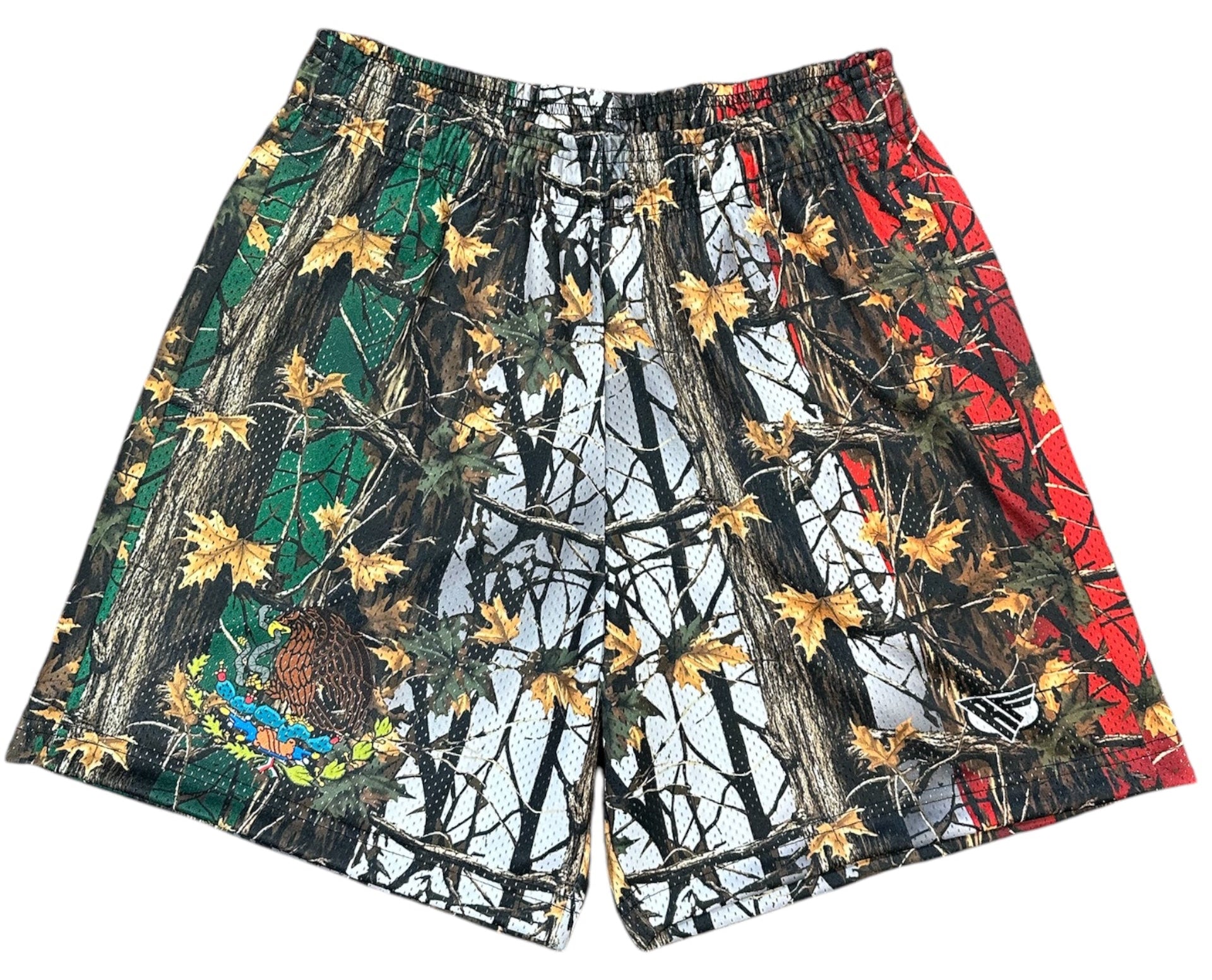 RF Men's Mesh Tree Camo Shorts - Mexico Flag