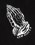 Close-up of RF-Wear Praying Hands T-Shirt in Black
