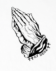 Close-up of RF-Wear Praying Hands T-Shirt in White