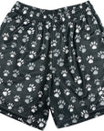 RF Wear Men's Mesh Animal Print Shorts - Paw Prints - Black/Grey