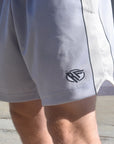 RF Wear Men's Mesh Cream Stripe V-Cut Shorts - Grey