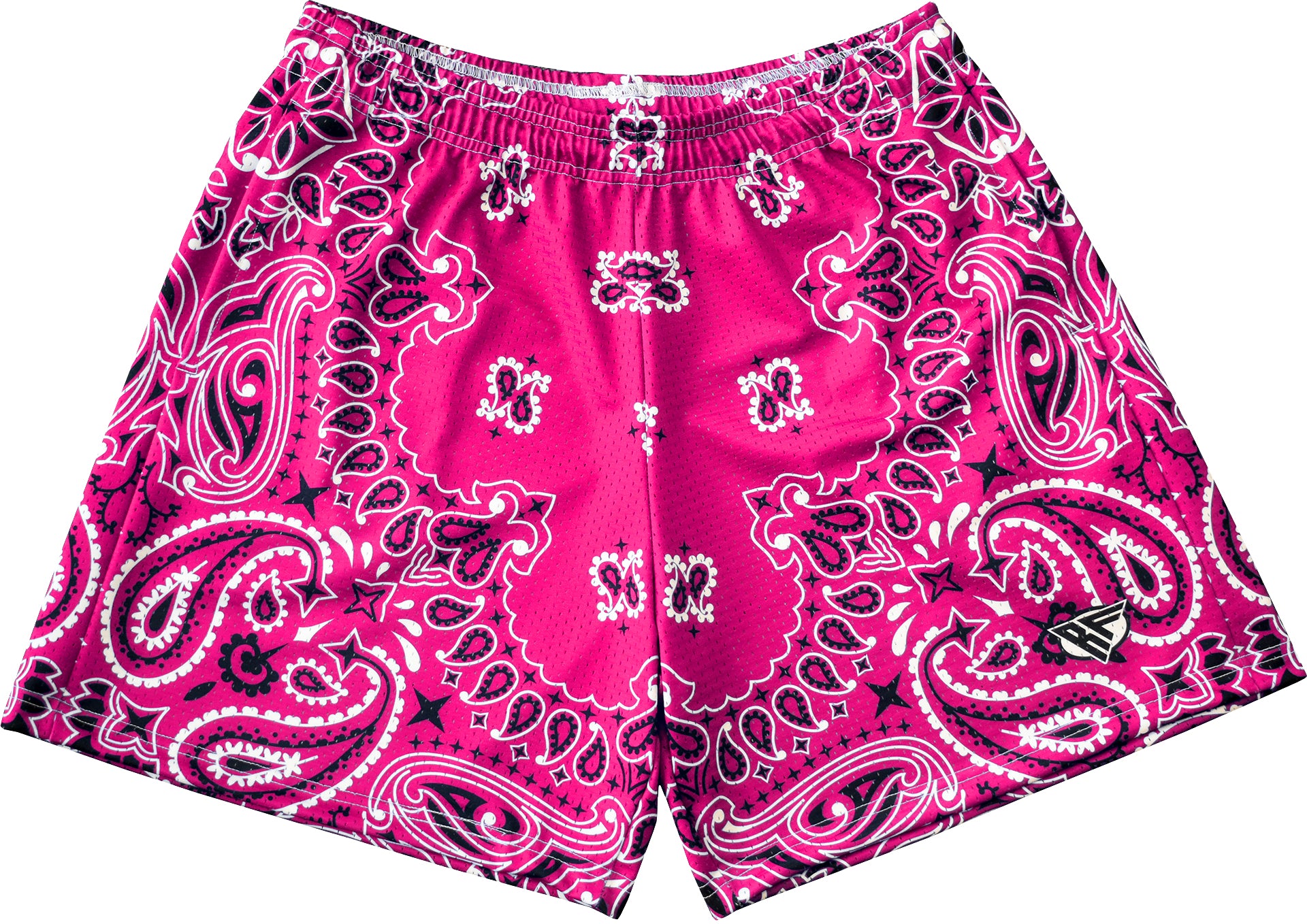 RF Wear Men's Mesh Bandana Shorts - Fuchsia/White