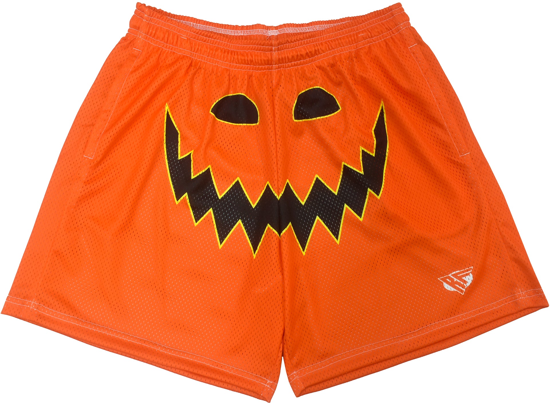 RF Wear Men's Mesh Jack-O-Lantern Face Shorts - Orange/Black - Front