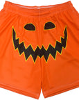 RF Wear Men's Mesh Jack-O-Lantern Face Shorts - Orange/Black - Front