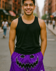 RF Wear Men's Mesh Jack-O-Lantern Shorts Purple/Black - Model Front View