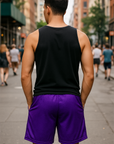 RF Wear Men's Mesh Jack-O-Lantern Shorts Purple/Black - Model Back View