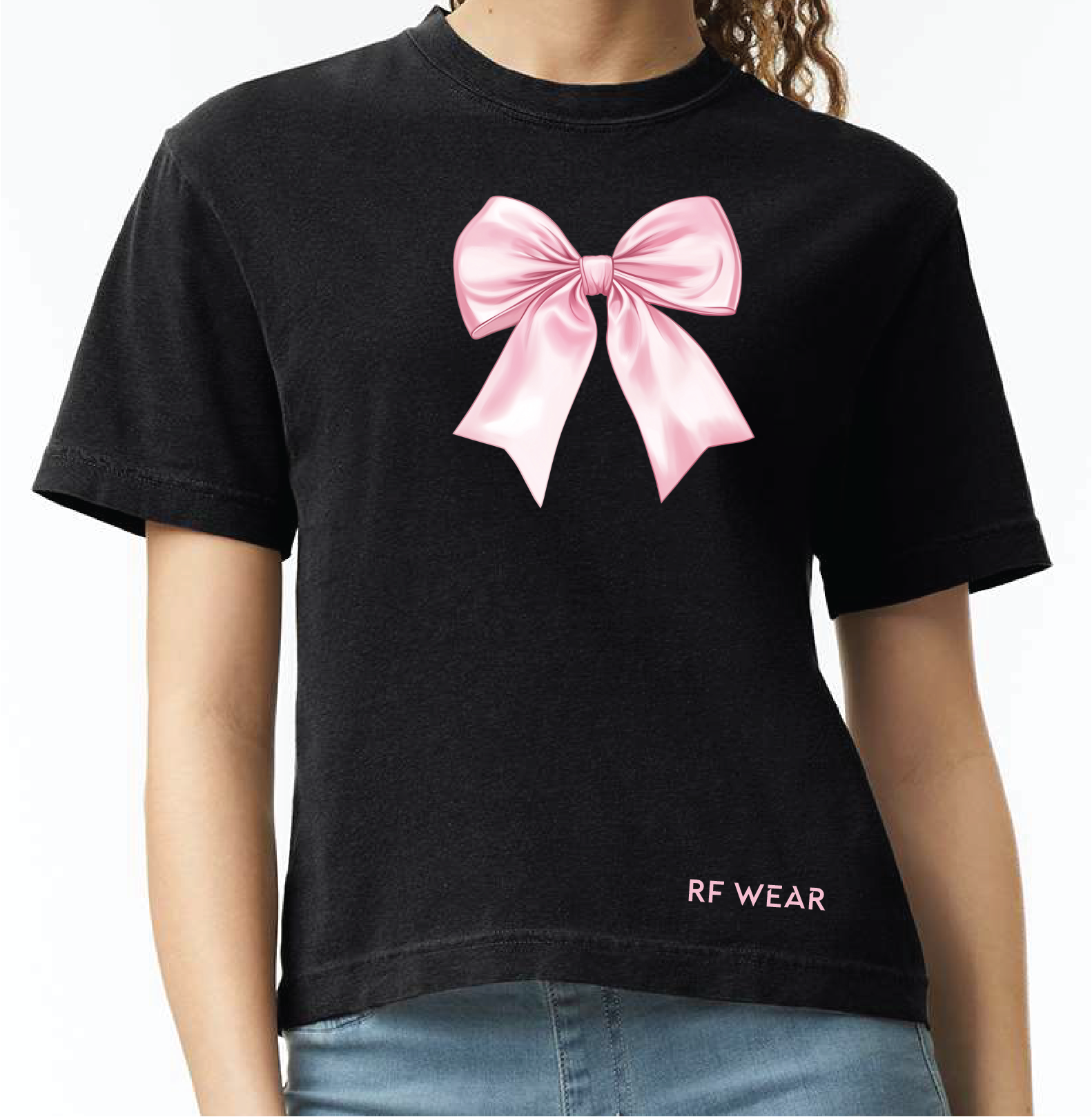 RF Wear Unisex Pink Bow T Shirt Black
