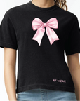 RF Wear Unisex Pink Bow T Shirt Black