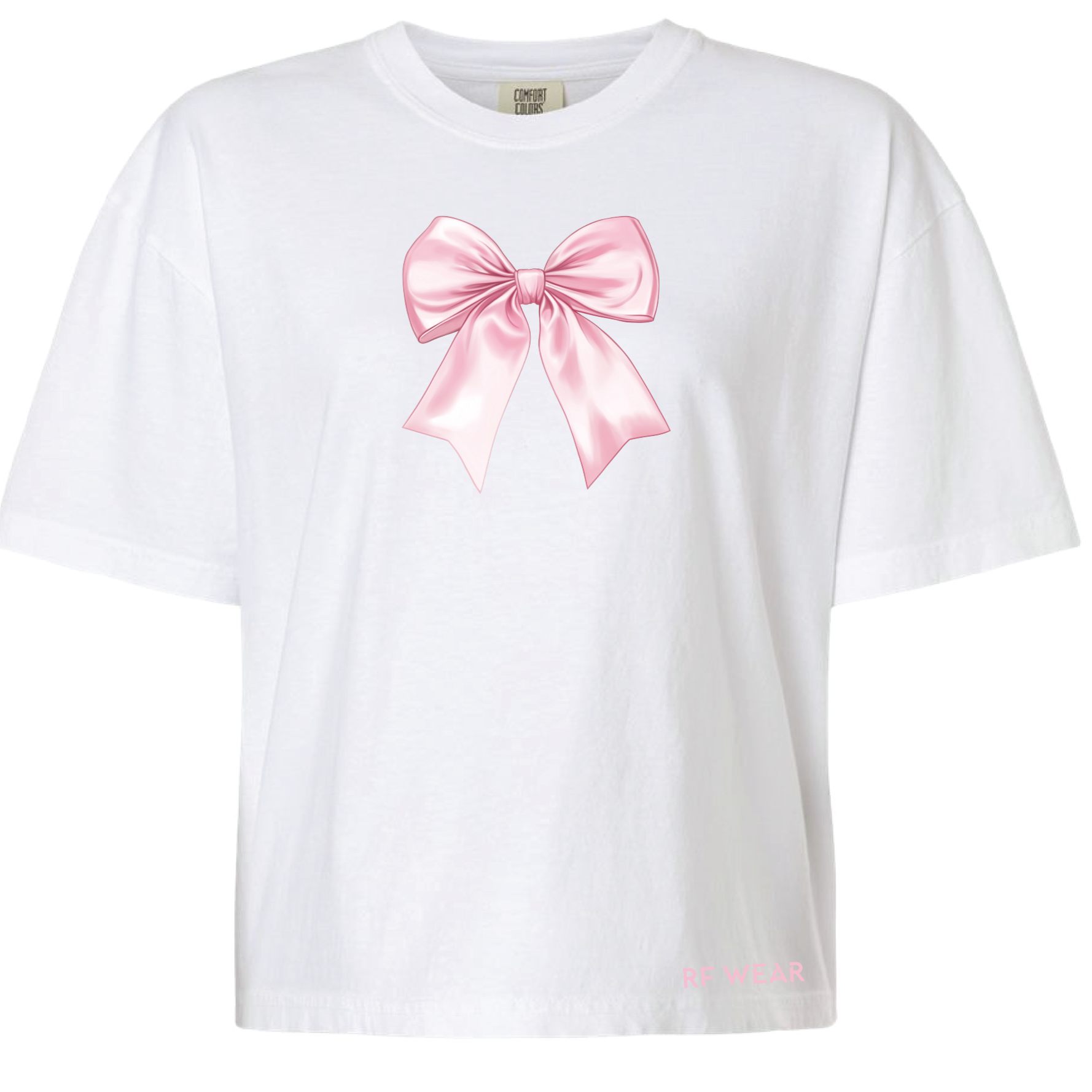RF Wear Unisex Pink Bow T Shirt White