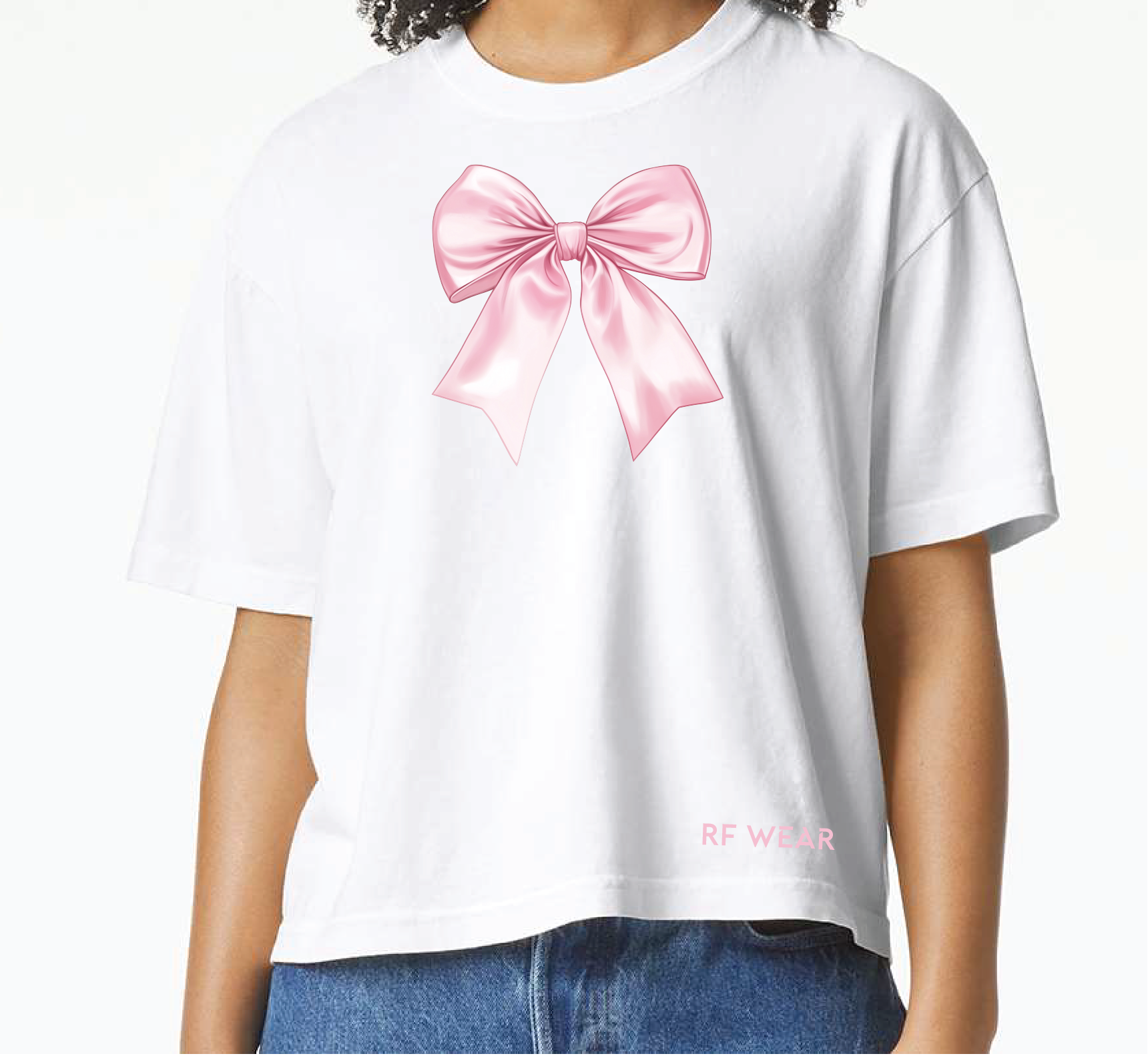 RF Wear Unisex Pink Bow T Shirt White