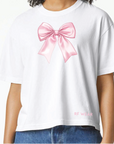 RF Wear Unisex Pink Bow T Shirt White