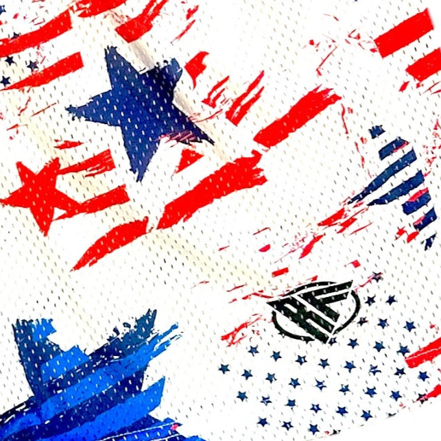RF Wear Men's Mesh Patriotic Grunge Shorts - Red/White/Blue
