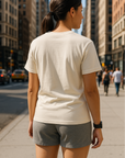 RF Wear Unisex Solid Color Short Sleeve T-Shirt - Ivory - Female Model Back View