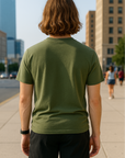 RF Wear Unisex Solid Color Short Sleeve T-Shirt - Moss - Male Model Back View