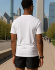RF Wear Unisex Solid Color Short Sleeve T-Shirt - White - Male Model Back View