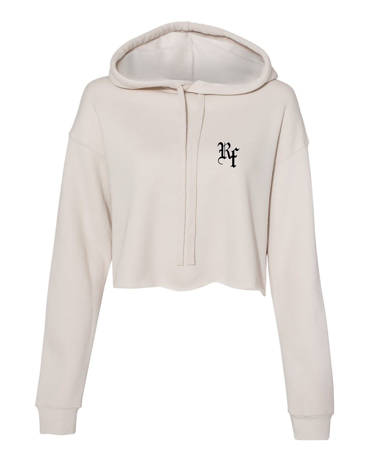 RF Wear Women's Cropped Fleece Lightweight Hoodie - Cream