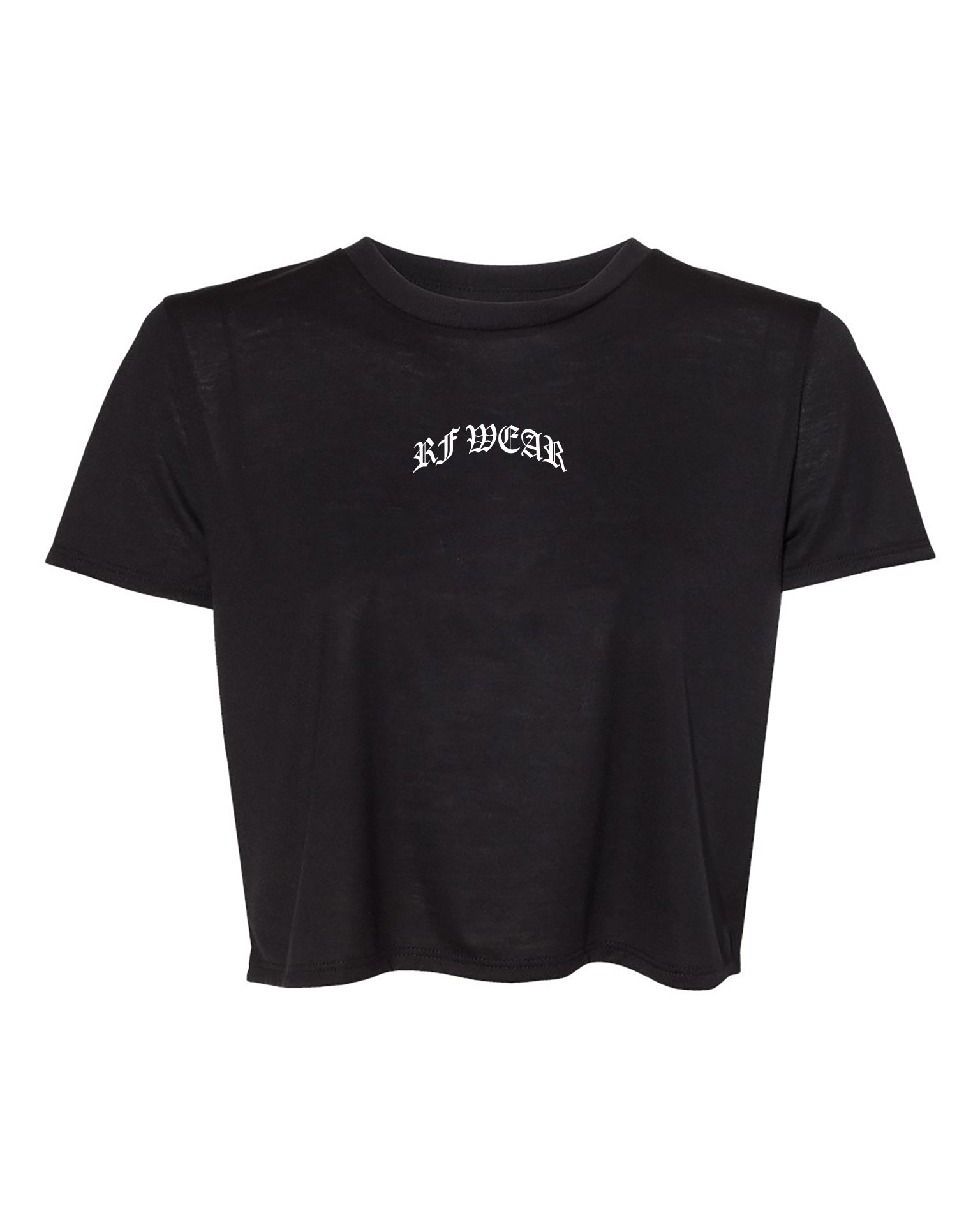 RF Wear Women's Cropped Flowy Old English T-Shirt - Black