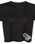 RF Wear Women's Cropped Flowy Snake T-Shirt - Black