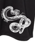 RF Wear Women's Cropped Flowy Snake T-Shirt - Black