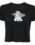 RF-Wear Women's Cropped Flowy Cherub T-Shirt in Black