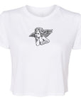 RF-Wear Women's Cropped Flowy Cherub T-Shirt in White