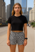 RF Wear Women's Flowy Crop T-Shirt - Black - Model Front View