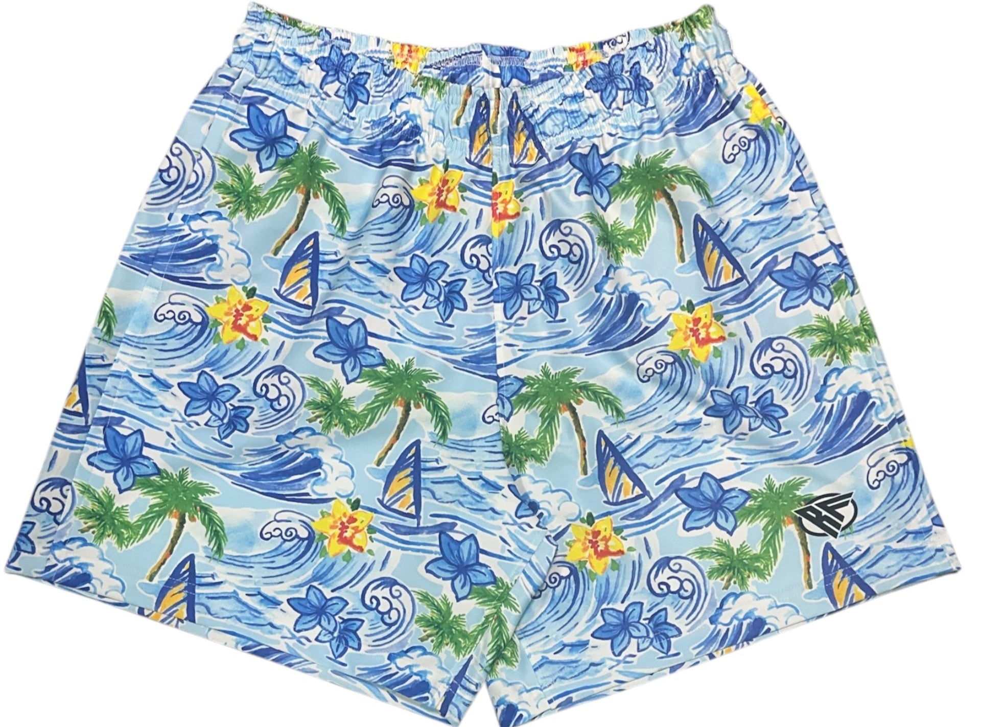 RF Wear Swim Trunks Hawaiian Waves - Blue