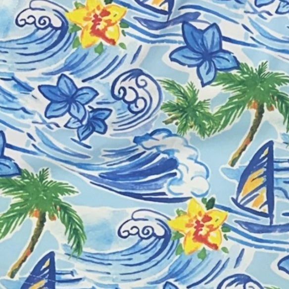 RF Wear Swim Trunks Hawaiian Waves - Blue