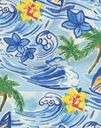 Close-up of RF-Wear Swim Trunks Hawaiian Waves in Blue