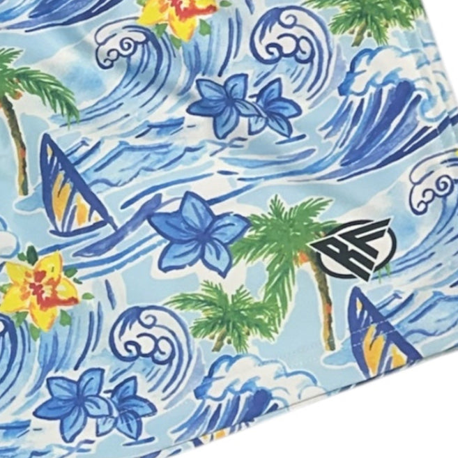 RF Wear Swim Trunks Hawaiian Waves - Blue