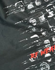 Close-up of RF-Wear Swim Trunks -Horror 2.0 in Black with RF WEAR logo