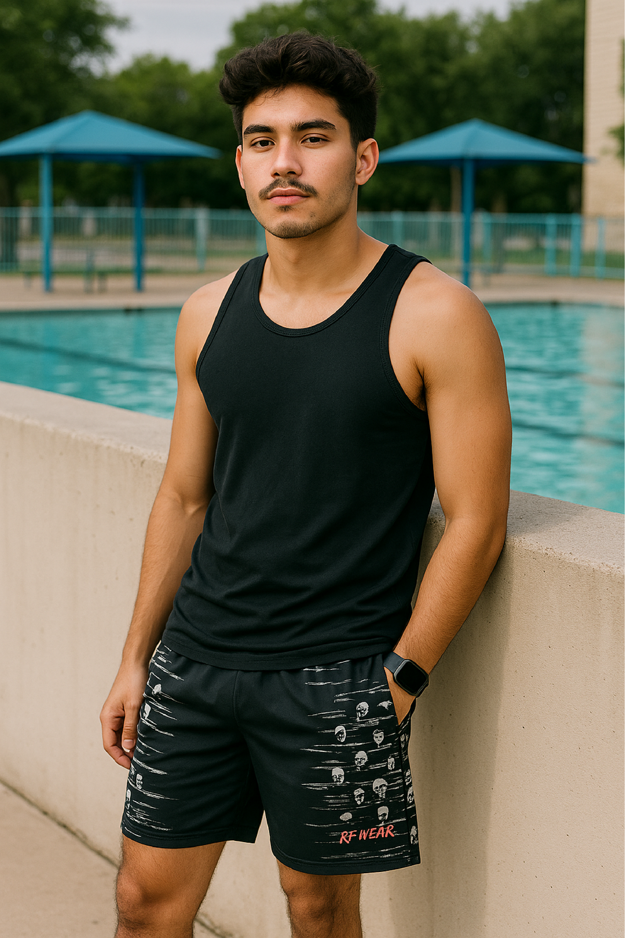 RF Wear Swim Trunks -Horror 2.0 - Black - Front